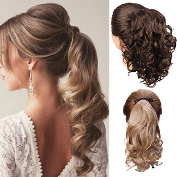 

JINKAILI Brown Black Heat Resistant Synthetic Hair Extensions Pony Tail Hair Extensions Drawstring Ponytail Hair Extensions