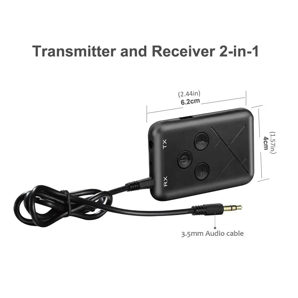 2 in 1 Bluetooth 4.2 Transmitter Receiver TV PC Car Speaker 3.5mm AUX Hifi Music Audio Adapter/Headphone Car/Home Stereo Device