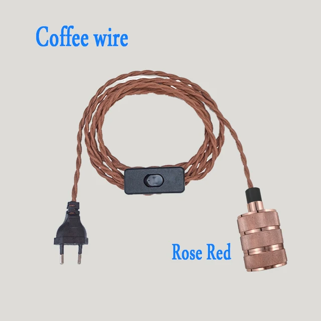 Vintage Power Cords EU Plug With Line Switch E27 LED Lights Edison Bulbs Incandescent Lamps Socket Twisted Wire Cord Lamp Hoder coffee H