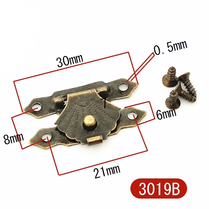 15pcs Box Hasp Hinges Antique Bronze Round Iron Suitcase Vintage Cabinet Latch Jewelry Toggle Lock Decorative Furniture Hardware