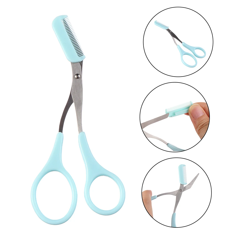 1PC Stainless Steel Eyebrow Trimmer Scissors With Comb Hair Grooming Shaping Shaver Eyelash Hair Clips Remover makeup tools sewing scissors,eyebrow scissors,stainless steel scissors,manicure scissors,facial hair scissors,hair scissors,beauty scissors