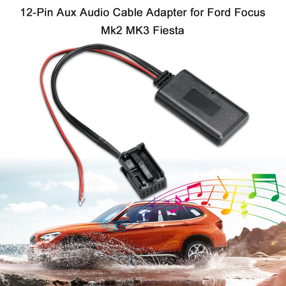 

12V Aux Audio Cable Adapter 12Pin Stereo Wireless Car Accessories Fit for Ford Focus Mk2 MK3 Fiesta