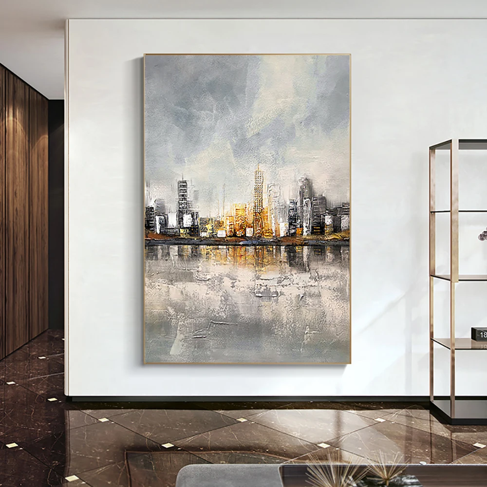 Waliicorners Hand Painted Canvas Paintings Modern Wall Art Picture City Building Abstract Oil Painting 11 H253836cb15d14711bb74925249d77c75a