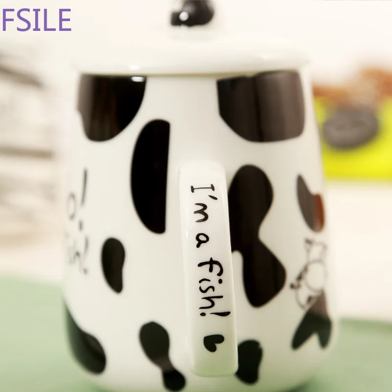 350ml Cartoon Ceramic Cup Milk Mug with Spoon Student Couple Breakfast Cup Water Cup Drinkware Coffee Tea Cups Novelty Gifts