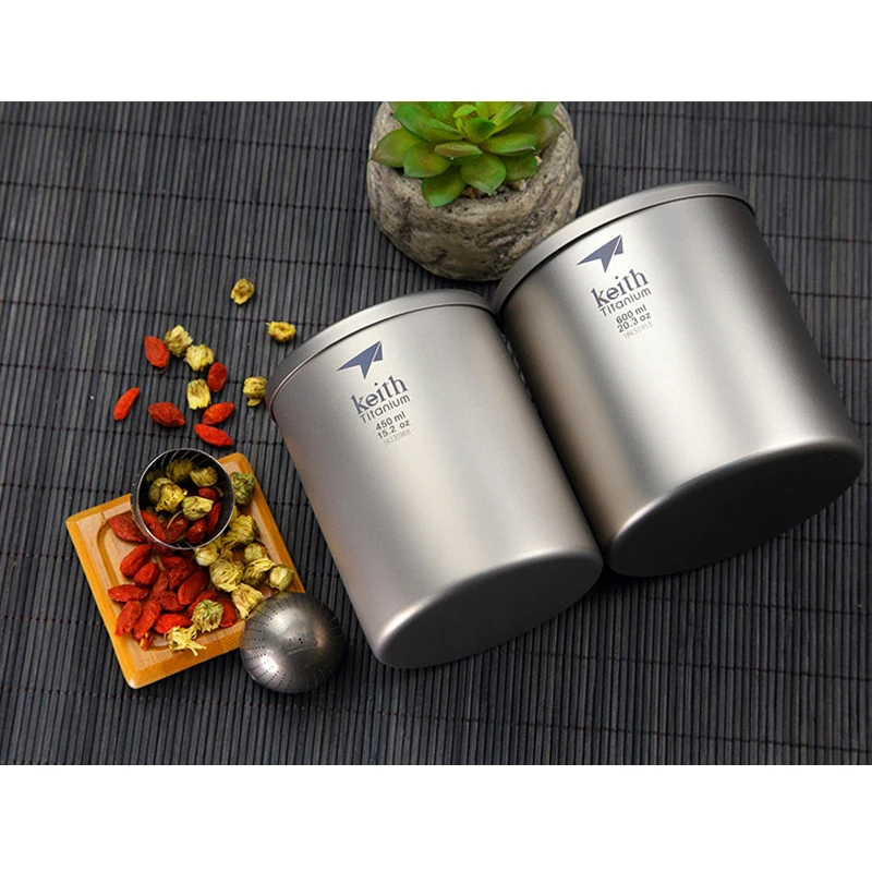 Кружка с двойной стенкой Keith Titanium 220 мл 600 мл|titanium cup|keith titaniumcup camping |