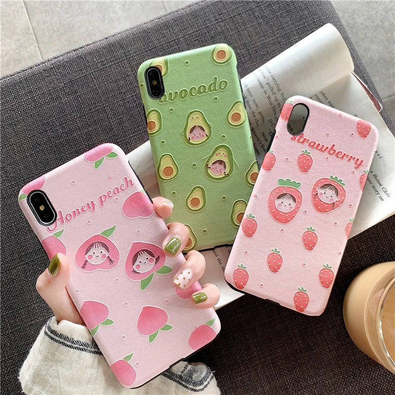 

Applicable Peach Avocado Fruit GIRL'S Silk Pattern 8 plus/7 P/6 iPhone X Phone Case x s max/