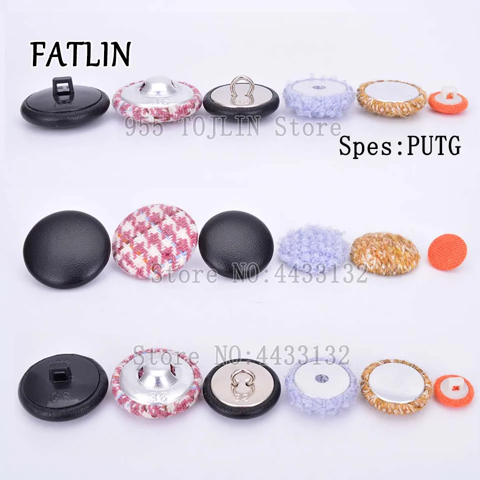 P 100Sets 16L-80L Aluminum Covered Cloth Fabric Buttons DIY Handmade Metal Bread Shape Round Fabric Accessories PUTG 4