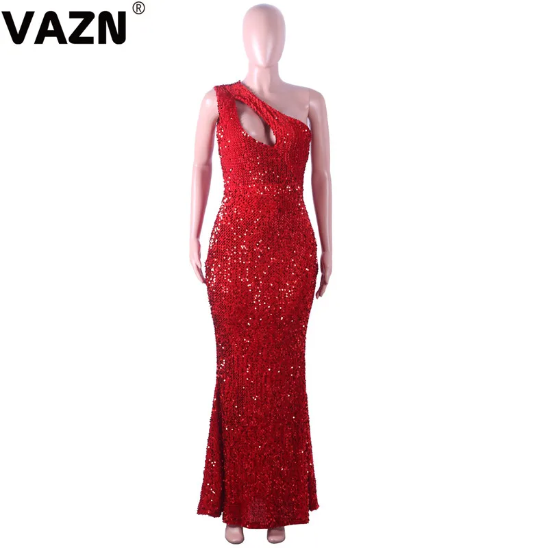 VAZN ME190 Топ дизайн летнее сексуальное женское платье 4 цвета в пол платье на одно плечо платье-труба специальное вечернее платье