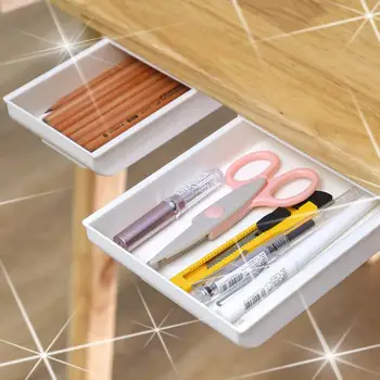 

Wall-mounted Drawer Storage Box Home Punch-free Makeup Brush Finishing Box Under Table Self Desk Storage Drawer Organizer Boxes