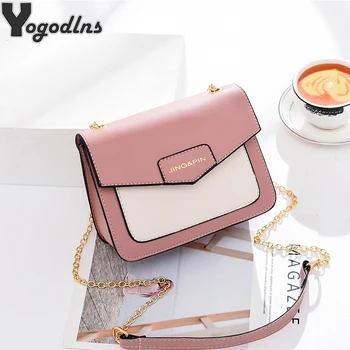 

2020Fashion Summer Crossbody Bag For Women PU Leather Chain Bag Stitching Shoulder Small Bag Travel Portable Mini Bag All-match