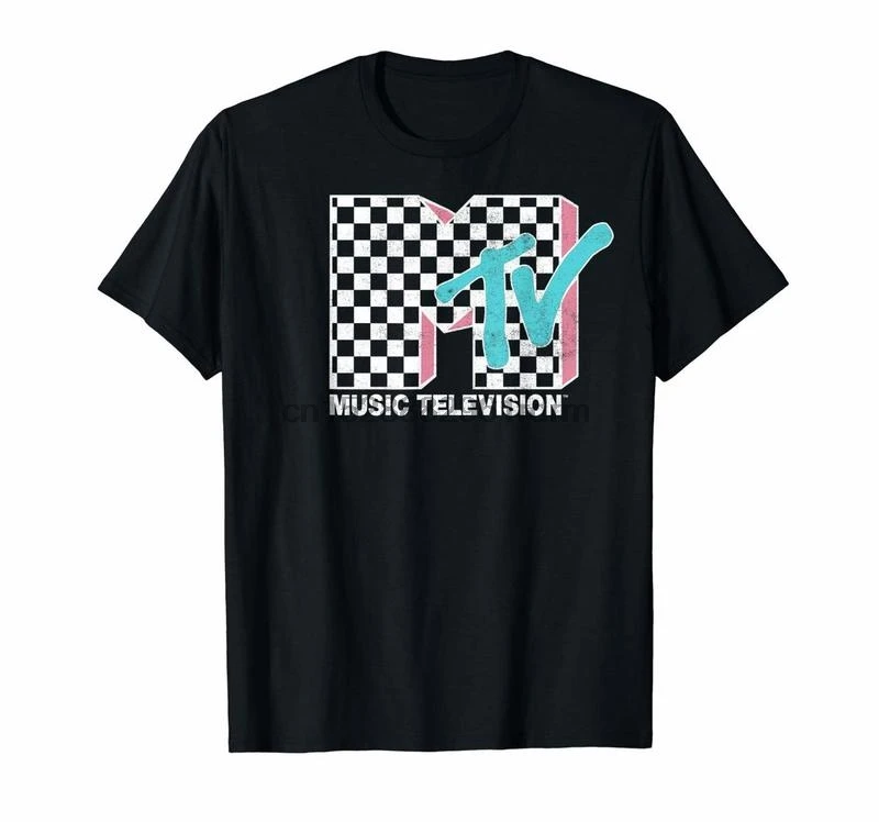 Одежда MTV Neon Distressed клетчатый логотип Графический Футболка 8313 | Мужская одежда
