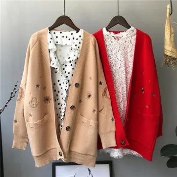 

Korean Sweet Winter Autumn Christmas Sweater Woman Knit Coat Cardigan Female Sweater Long Sleeve
