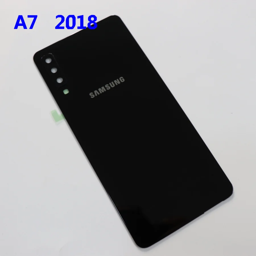 SAMSUNG Galaxy A7 Задняя крышка батареи A750 чехол A750F SM-A750F A750FN задняя дверь корпус стеклянная панель запасные части - Цвет: A7 2018 black