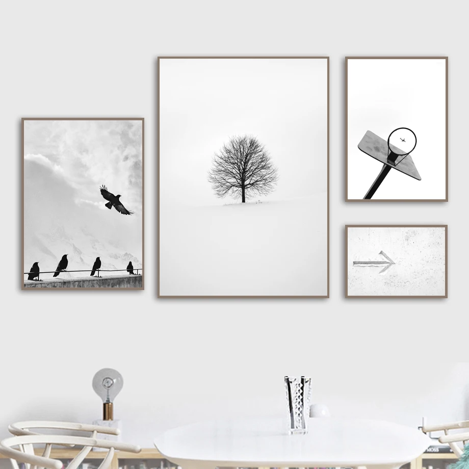 Ladder-Basket-Plane-Bird-Tree-Arrow-Wall-Art-Canvas-Painting-Nordic-Posters-And-Prints-Wall-Pictures