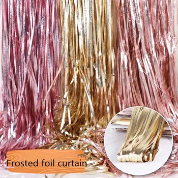

2M 3M Holiday Party Wedding DIY Decoration Foil Curtain Shining Frosted Tinsel Bangs Curtain Photographing Background Wall Decor