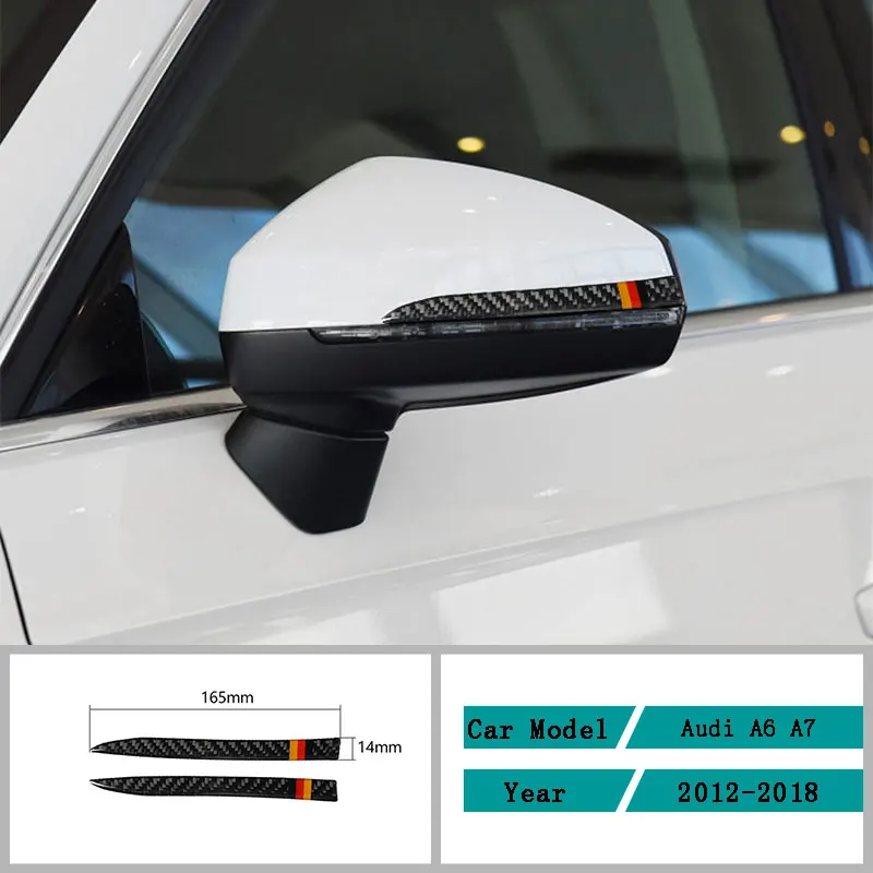 Carbon Fiber Car Accessories Interior Rearview Mirror Anti-rub Anti-collision Strip Cover Trim Stickers For Audi A6 A7 2012-2018 |