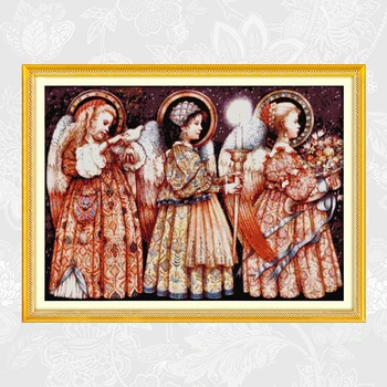 

Christmas Eve Angels Cross Stitch Kits 11CT Printed Fabric 14CT Canvas DMC Counted Chinese Embroidery Needlework Home Decor