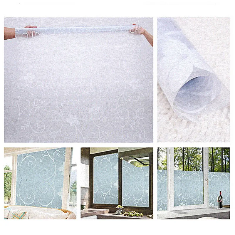 

New Self Adhesive Film Waterproof PVC Frosted Glass Opaque Window Privacy Film Sticker Decor Bedroom Bathroom Home Film 45x100cm