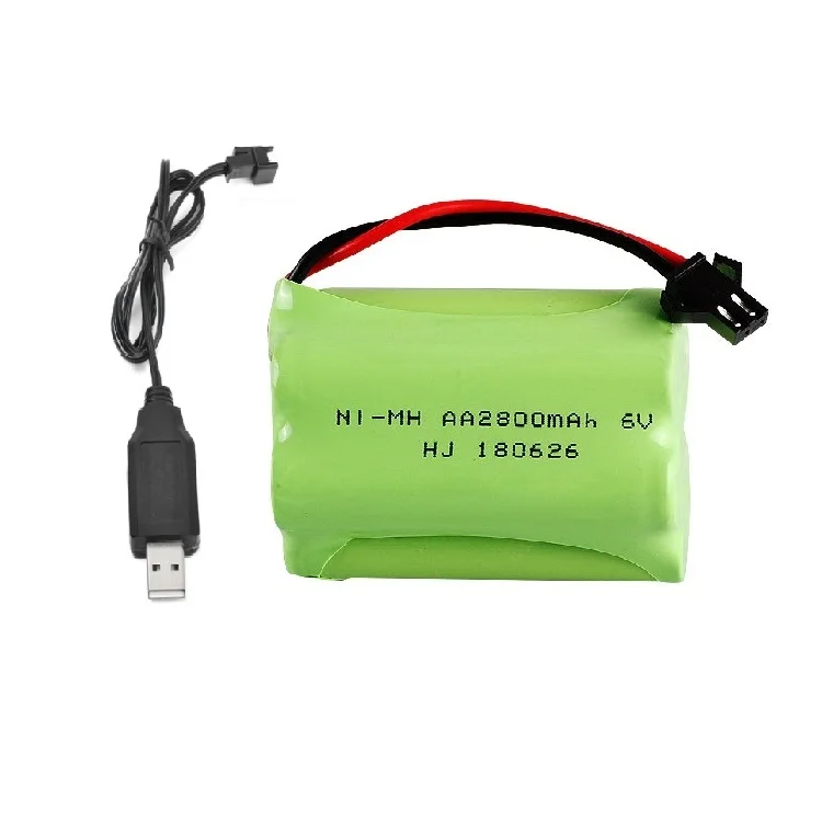 YUKALA 6V 2800mAh Ni-MH AA батарея T тип для RC грузовик/RC автомобиль/RC лодка/RC Танк штекер SM 6 v 2800 mah - Цвет: Светло-серый