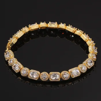 

Hip Hop 8MM Tennis Chain Bracelet Iced Out Micro Pave CZ Gold Silver Color Men Charm Bracelets Party Entertainment Jewelry Gift