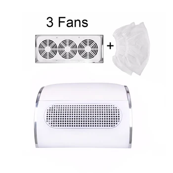 

60W Nail Suction Dust Collector Large Size Strong Nail Vacuum Cleaner Machine With 3 fans 2 bags EU/US Plug Salon Tool
