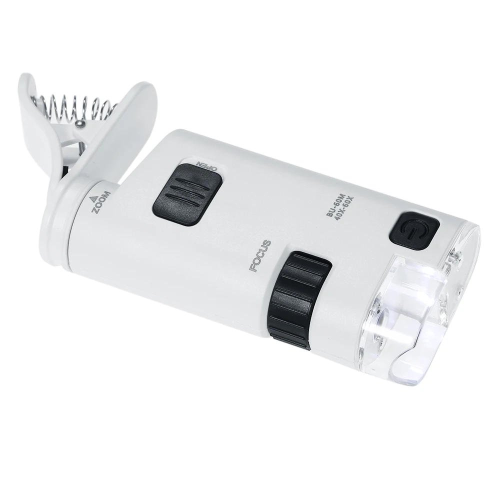 

40-190X Universal Clip-type Cellphone Microscope Magnifier Electronic Mini Cell Phone Microscope Camera with LED Lamp