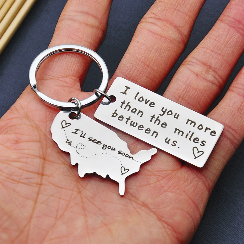 Love Keychains for Couples I Love You More Than The Miles Between