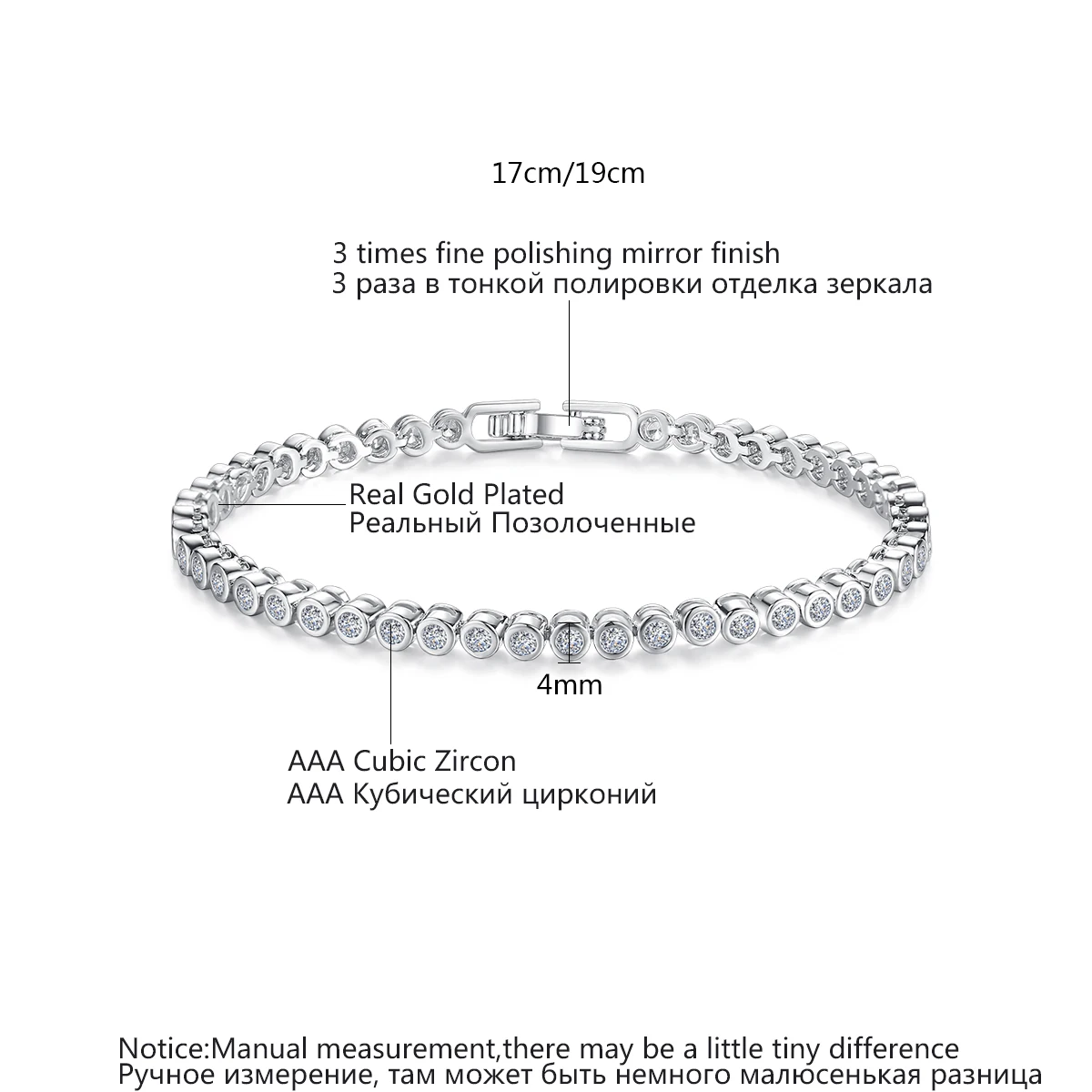 LUOTEEMI Bezel Setting Round CZ Tennis Bracelet Delicate Cubic Zirconia Minimalism Charm CZ Bracelets for Women Party Jewelry 2