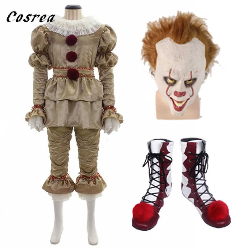

Movie stephen king's it pennywise the clowna Adult Mask Halloween Ultimate Pennywise Cosplay horror clown joke Costume For Men