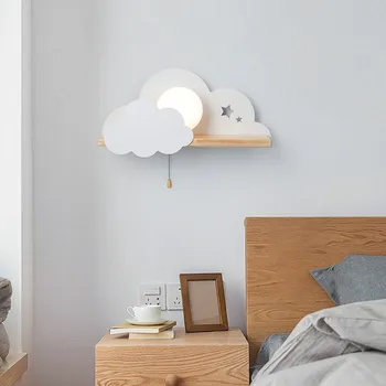 

Cartoon LED Cloud Decoration Wall Lamp Bedroom Glass Lampshade Metal Bedside Lighting Kids Room Sconce YHJ011813