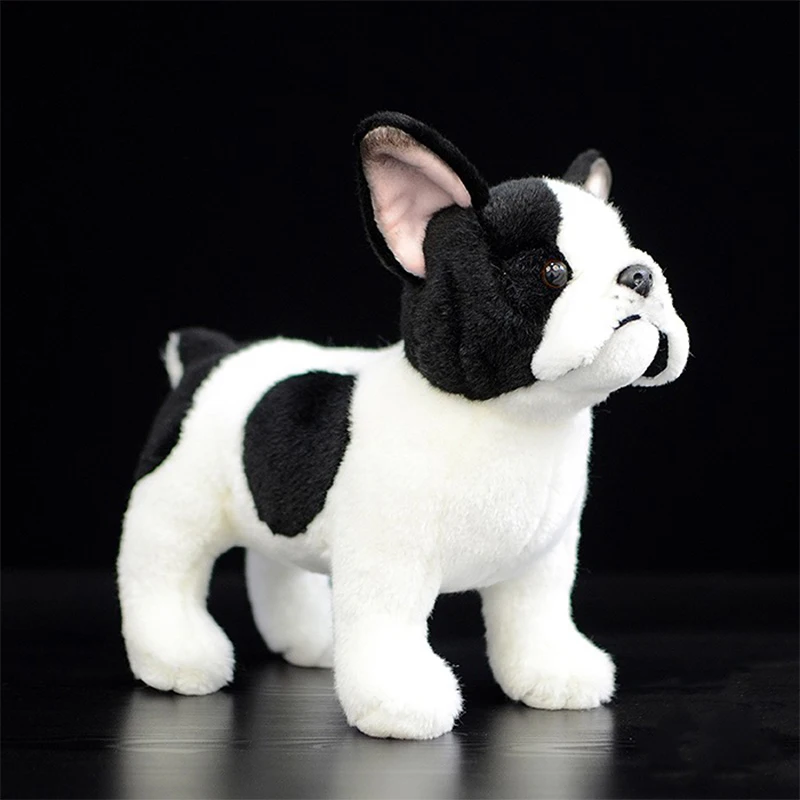 French Bulldog Stuffed Animal Black Dog Cute Soft Cuddly Toy Realistic Plush