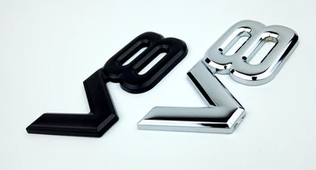 

20X Auto Metal Alloy 3D V8 Logo Engine Displacement Trunk Rear Car Badge Decal Chrome V8 Side Wing Emblem Sticker Car Styling