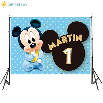 

Sensfun Cartoon Mickey Mouse Birthday Party Backdrop Baby Show Children 1st Birthday Photo Backgrounds Vinyl Banner Booth Props