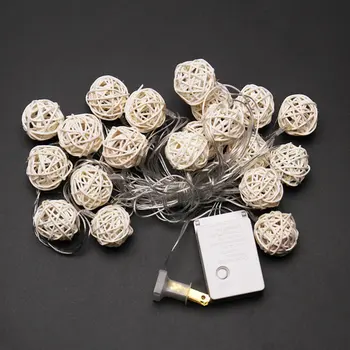 

14.76ft 4.5m 20 LED Warm White Rattan Ball LED String Christmas Wedding Party Fairy Lights For Home Festival Decor Drop Shipping