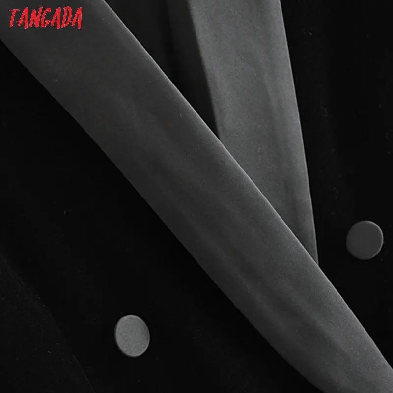 Tangada женский зимний черный бархатный пиджак с длинным рукавом Элегантный женский винтажный Блейзер Пальто 3H301