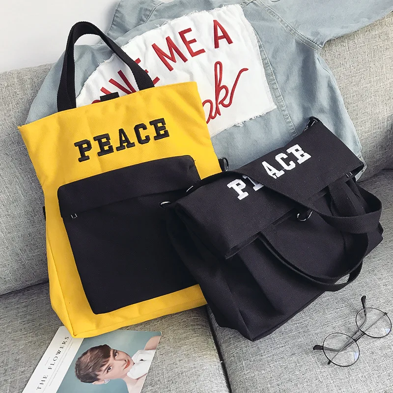 

2019 new Korean canvas shoulder women's multi-functional student fashion Messenger bag