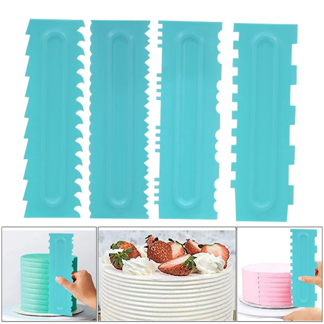 ZoeTekway Set de 3 grattoirs en plastique pour pâte à modeler Spatule à dents  pour gratter les gâteaux Spatule à pâte texturée pour la cuisine, la  pâtisserie et la décoration des bords. 