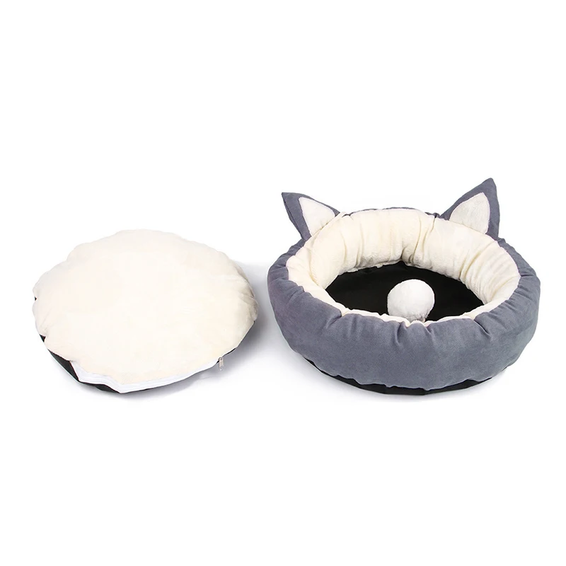 

Ins Online Celebrity Cat Litter Nest Nordic Style Four Seasons Universal Removable Washable Pet Nest With Ears Toy Hair Balls