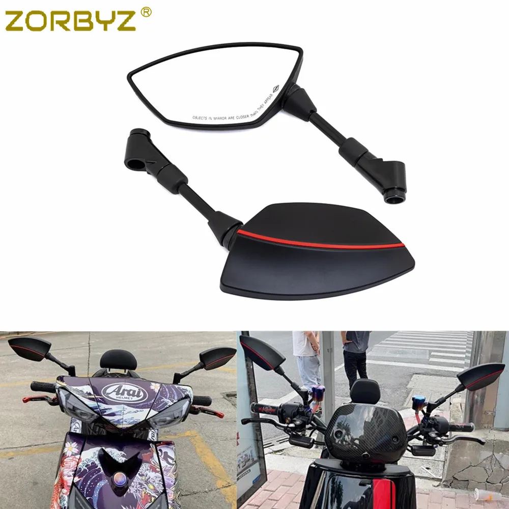 ZORBYZ 2x 오토바이 블랙 Rearview 사이드 미러 혼다 야마하 Electromobike 스트리트 자전거