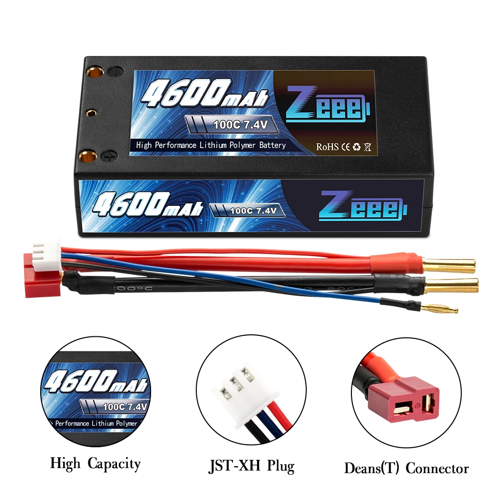 Zeee 2S Shorty Lipo 7.4V 4600mAh 100C Battery, Agobaat Keee 100C 7.4V High Performance Lithiun Poly