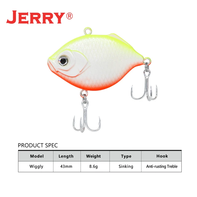 Jerry Wiggly 1pcs 4.3cm 7.7g Rattling Crankbait VIB Hard Bait Sinking  Ultralight Freshwater Saltwater