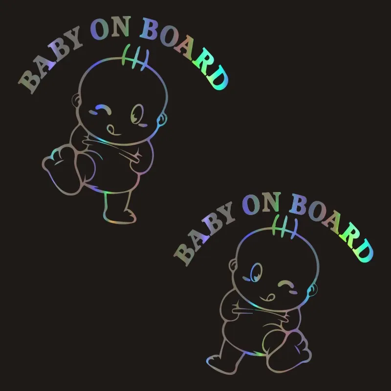 14.6Cm * 14.4Cm Baby On Board Boss Cute Baby Funny Vinyl Car Decal Sticker Nero/Argento