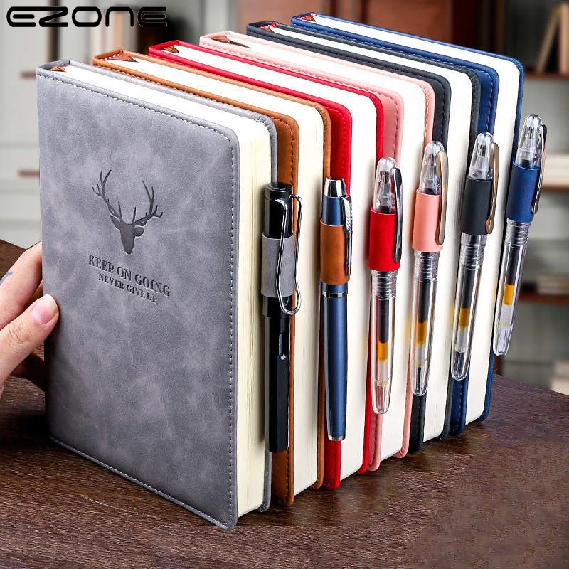 

EZONE A5 360 Pages Notebook Retro Diary Notepad Literature PU Leather NoteBook Business Work Notebooks Office School Supplies