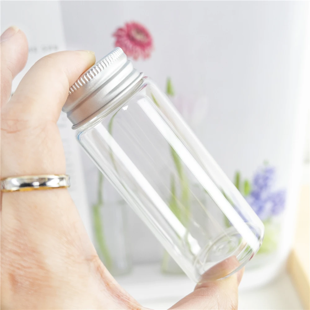 70ml 37x90x25mm Glass Bottle with Screw Cap Storage Bottle Glass Sealed Small Vials Jars Seal Leak Proof Jars 24pcs 3
