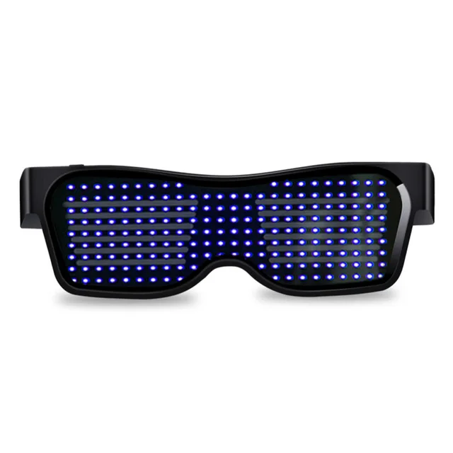Волшебные Bluetooth светодиодные очки для вечеринок приложение управления щит светящиеся очки USB зарядка DIY управление приложением многоязычный быстрая вспышка Led - Цвет: blue