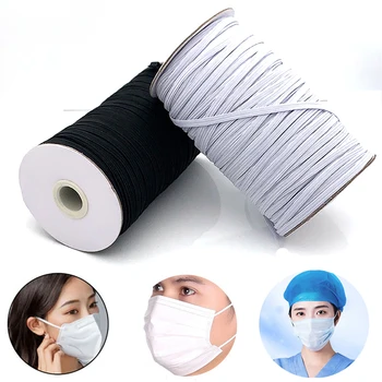 

98/197 Yards Elastic Band White and Black Polyester Elastic Rope Elastic Bands for Clothes Garment Sewing Accessories costura