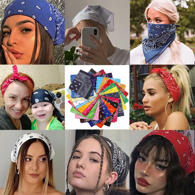 17KM Fashion Women Cotton Bandana Scarf Girls Kids Punk Square Bandanas