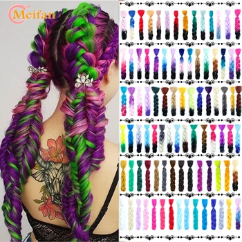 

MEIFAN 100g 24inch Ombre Jumbo Braiding Hair Extensions Natural Fake Hair for Braiding Colored Strands Kanekalon Crochet Hair