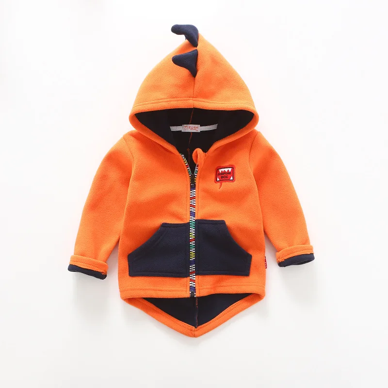 Orange Осенне-зимняя куртка В Форме Дракона для маленьких мальчиков и девочек детское плотное флисовое пальто с капюшоном - Цвет: Orange