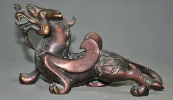 

Chinese Feng Shui bronze auspicious wealth brave troops pixiu beast statue pair